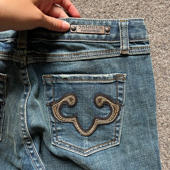 NWT Y2K ReRock for EXPRESS Boot Cut Low Rise Jeans Embroidered Size 4 (31x32.5) - Picture 8 of 16